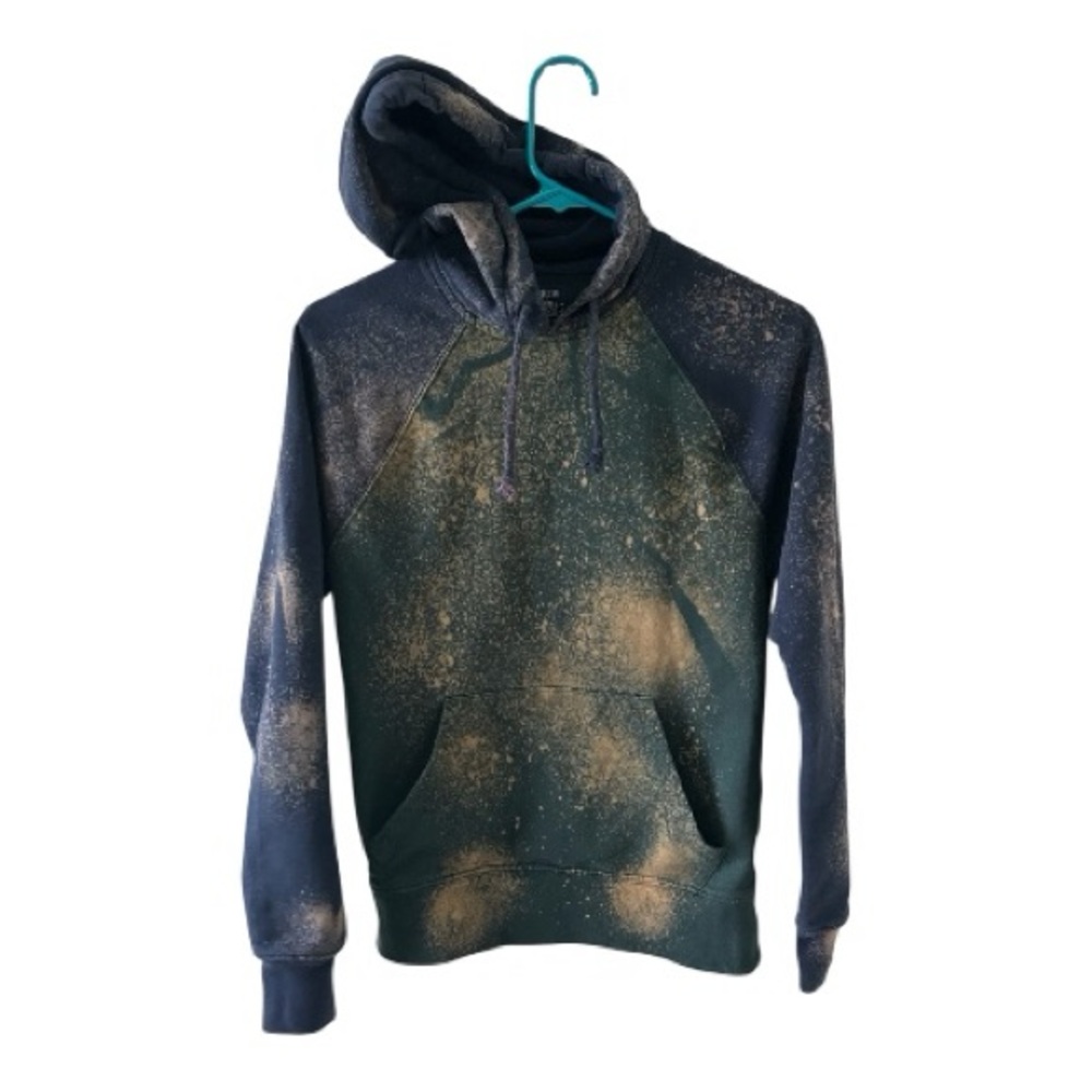 J.Crew Bleach Dyed Hoodie XS Authentic Fleece Custom Upcycled Sweatshirt